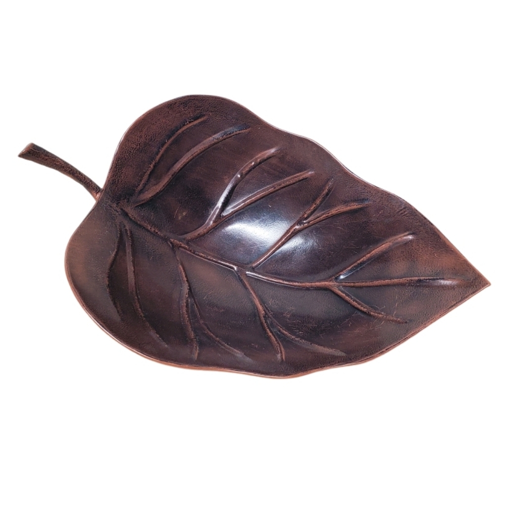 Brown Metal Fall Leaf Bowl